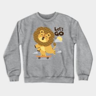 Cute lion playing skateboard Crewneck Sweatshirt